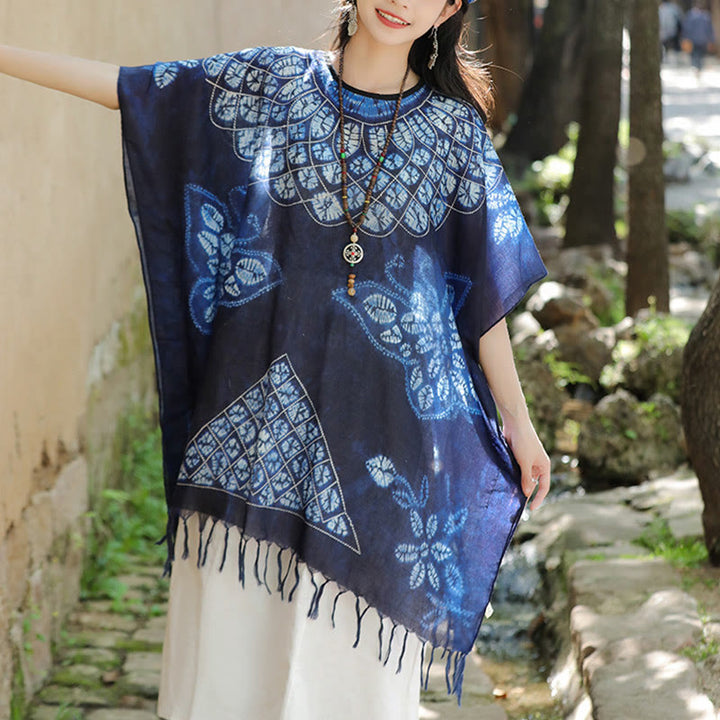 Buddha Stones Blue Butterfly Batik Scialle Nappe Maglione da viaggio accogliente 90*95cm