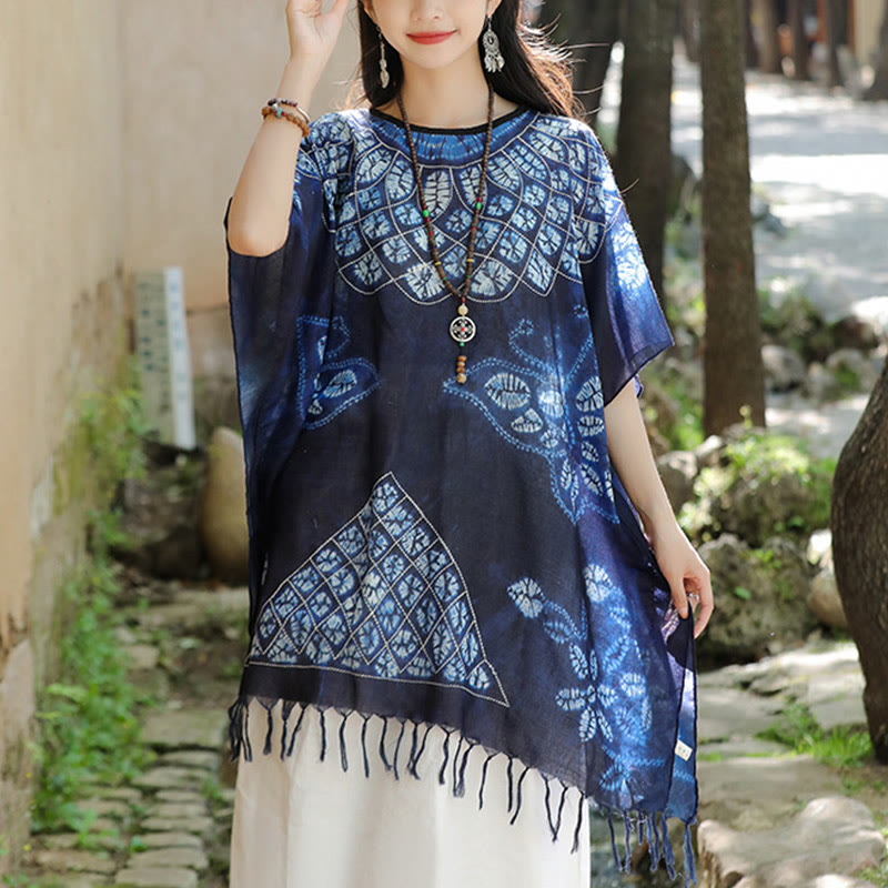 Buddha Stones Blue Butterfly Batik Scialle Nappe Maglione da viaggio accogliente 90*95cm
