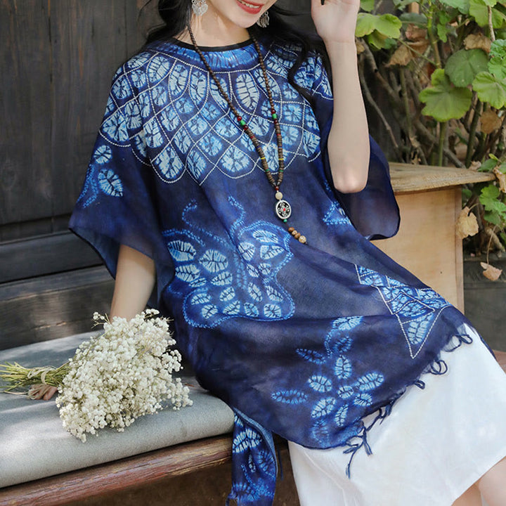 Buddha Stones Blue Butterfly Batik Scialle Nappe Maglione da viaggio accogliente 90*95cm