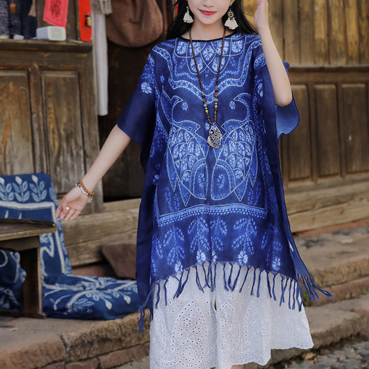Buddha Stones Blu Tie Dye Koi Fish Scialle Nappe Morbido Pullover da Viaggio 90*95cm