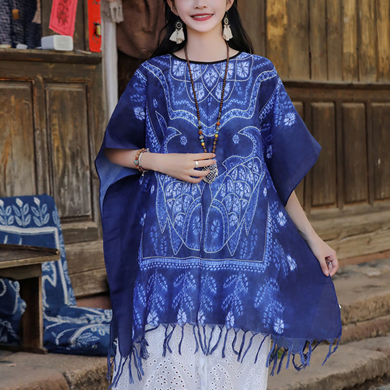 Buddha Stones Blu Tie Dye Koi Fish Scialle Nappe Morbido Pullover da Viaggio 90*95cm
