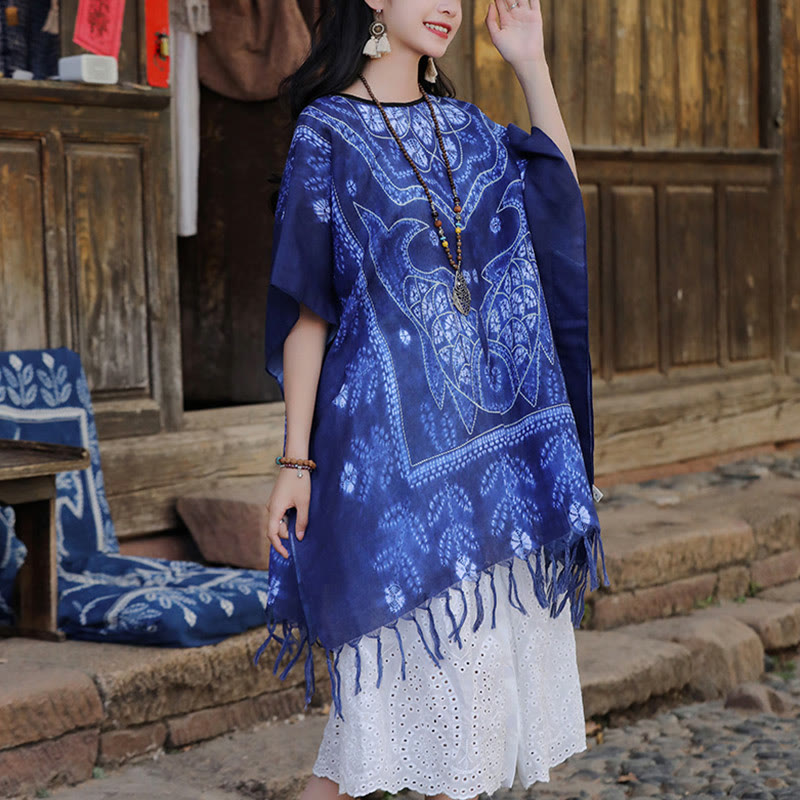Buddha Stones Blu Tie Dye Koi Fish Scialle Nappe Morbido Pullover da Viaggio 90*95cm