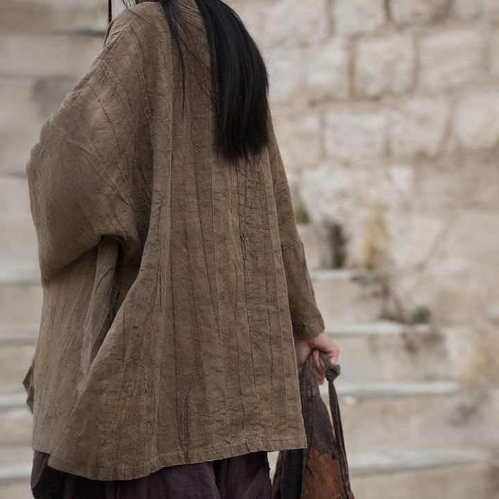 Cappotto con lacci e tie-dye con Buddha Stones , meditazione zen, giacca aperta sul davanti