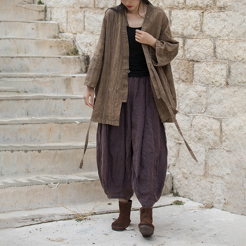 Cappotto con lacci e tie-dye con Buddha Stones , meditazione zen, giacca aperta sul davanti