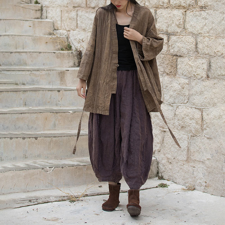 Cappotto con lacci e tie-dye con Buddha Stones , meditazione zen, giacca aperta sul davanti