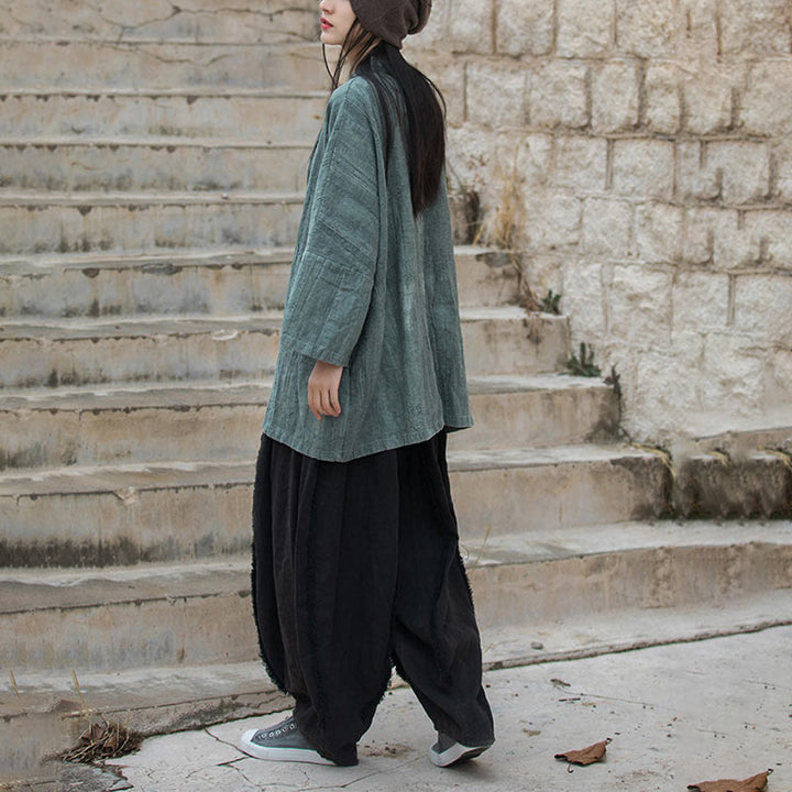 Cappotto con lacci e tie-dye con Buddha Stones , meditazione zen, giacca aperta sul davanti