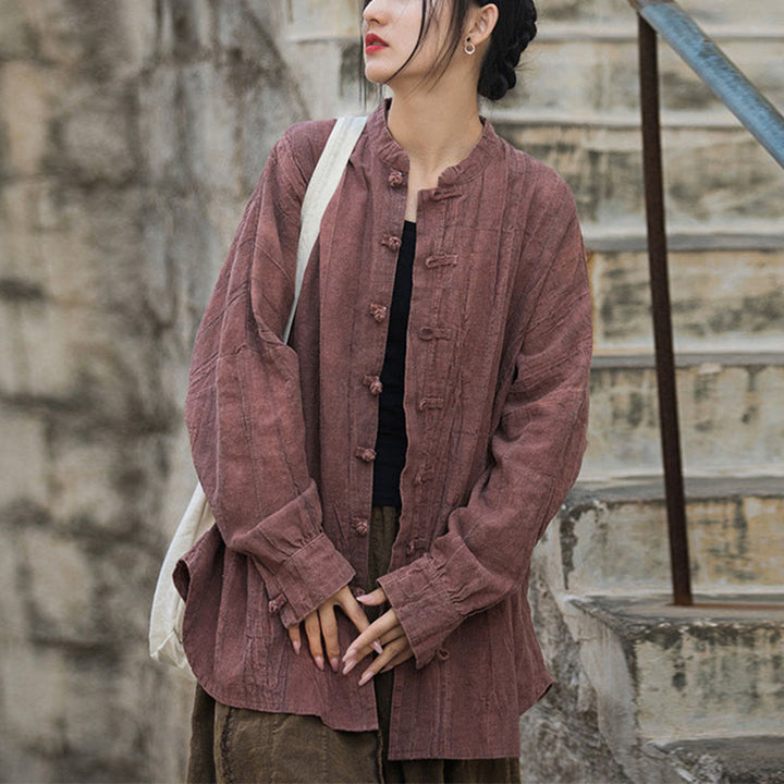 Giacca aperta sul davanti con maniche lunghe e bottoni a rana, motivo tie-dye Buddha Stones - Rosso (solo parte superiore) - US4, UK/AU8, EU36-46 (F) - image 28