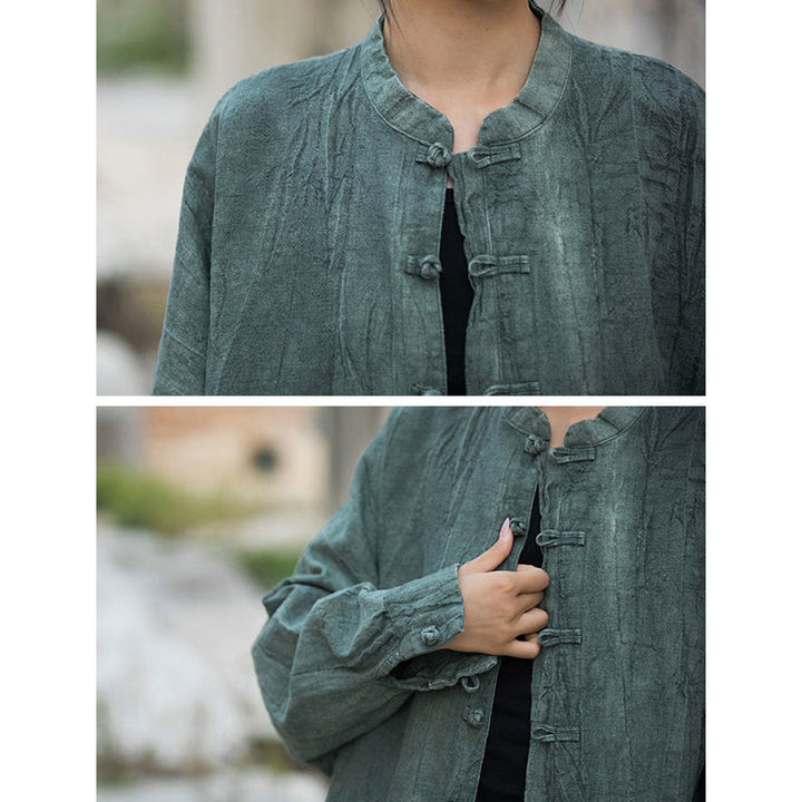 Giacca aperta sul davanti con maniche lunghe e bottoni a rana, motivo tie-dye Buddha Stones - image 16