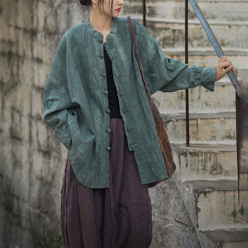 Giacca aperta sul davanti con maniche lunghe e bottoni a rana, motivo tie-dye Buddha Stones - image 13