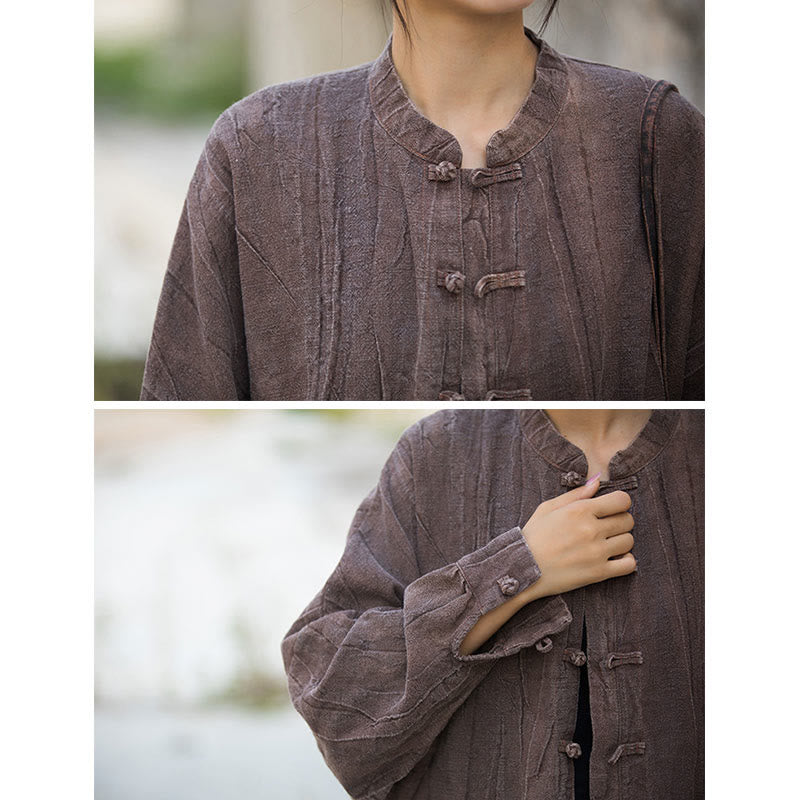 Giacca aperta sul davanti con maniche lunghe e bottoni a rana, motivo tie-dye Buddha Stones - image 27