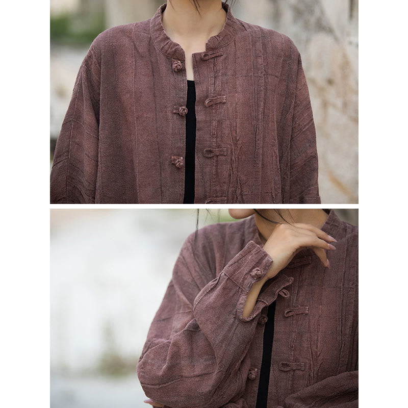 Giacca aperta sul davanti con maniche lunghe e bottoni a rana, motivo tie-dye Buddha Stones - image 32