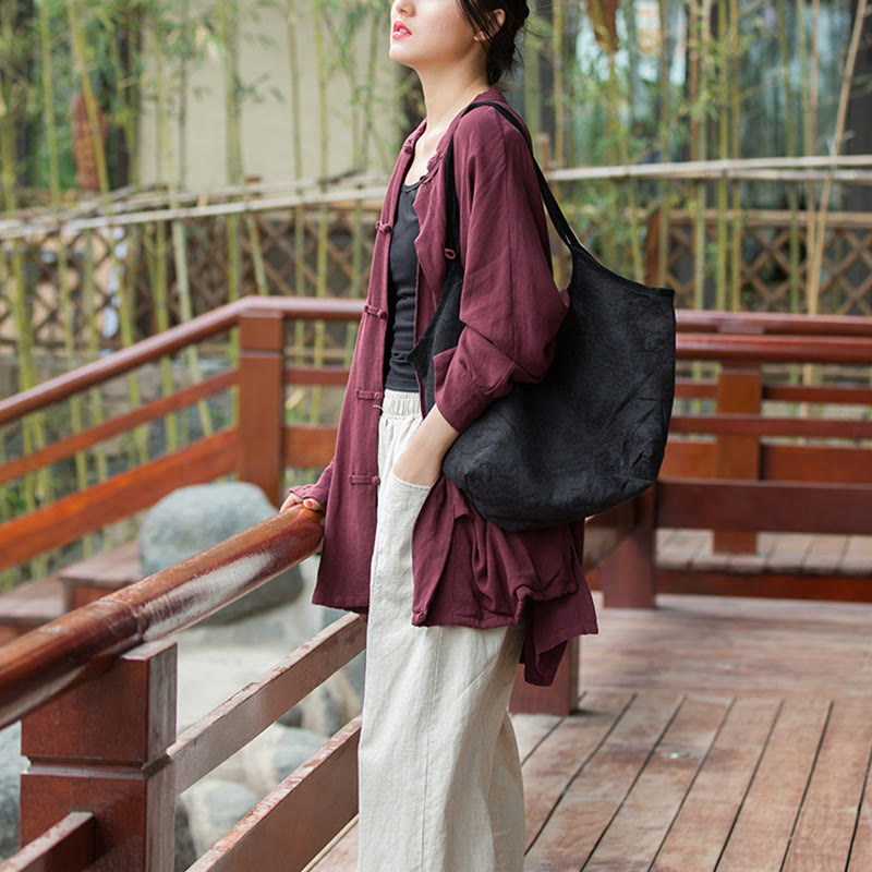 Giacca aperta sul davanti con tasche e bottoni a rana a maniche lunghe per meditazione zen Buddha Stones - image 11