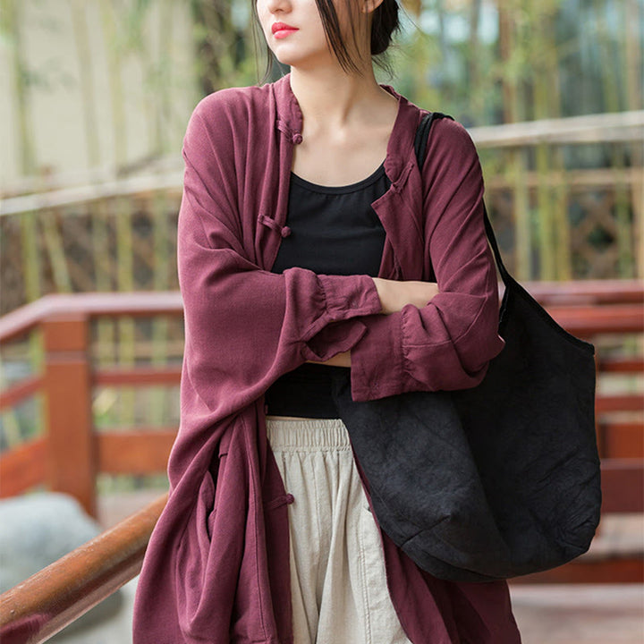 Giacca aperta sul davanti con tasche e bottoni a rana a maniche lunghe per meditazione zen Buddha Stones - image 10