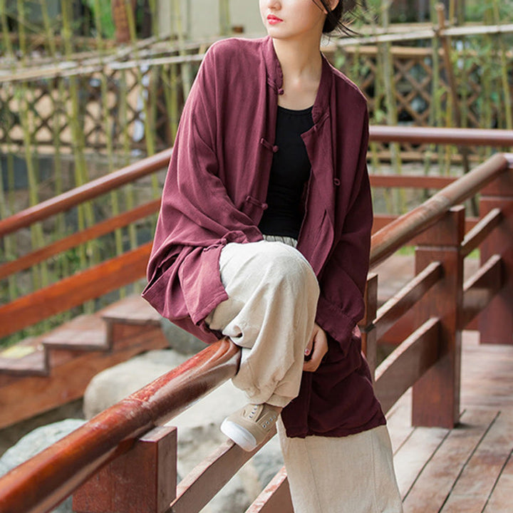 Giacca aperta sul davanti con tasche e bottoni a rana a maniche lunghe per meditazione zen Buddha Stones - image 12