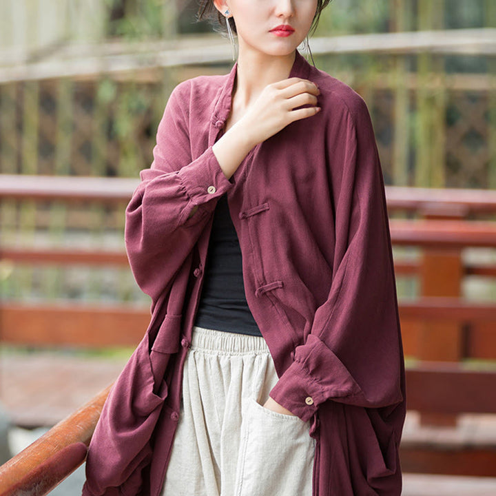 Giacca aperta sul davanti con tasche e bottoni a rana a maniche lunghe per meditazione zen Buddha Stones - image 5