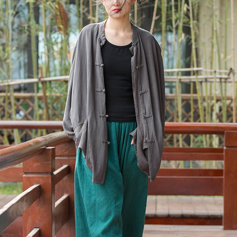 Giacca aperta sul davanti con tasche e bottoni a rana a maniche lunghe per meditazione zen Buddha Stones - image 23