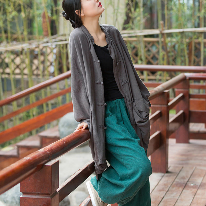 Giacca aperta sul davanti con tasche e bottoni a rana a maniche lunghe per meditazione zen Buddha Stones - image 22