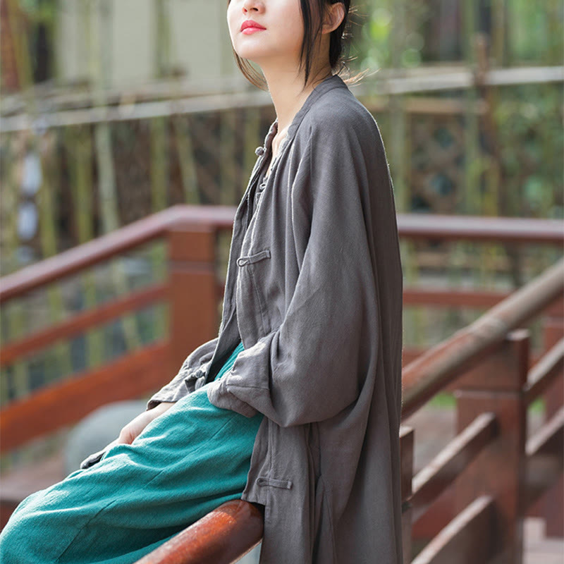 Giacca aperta sul davanti con tasche e bottoni a rana a maniche lunghe per meditazione zen Buddha Stones - image 18