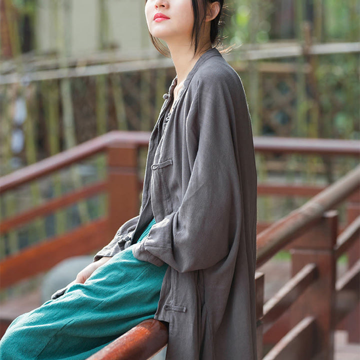 Giacca aperta sul davanti con tasche e bottoni a rana a maniche lunghe per meditazione zen Buddha Stones - image 18