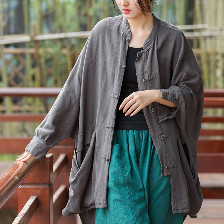 Giacca aperta sul davanti con tasche e bottoni a rana a maniche lunghe per meditazione zen Buddha Stones - Grigio, US4, UK/AU8, EU36-46 (F) - image 13