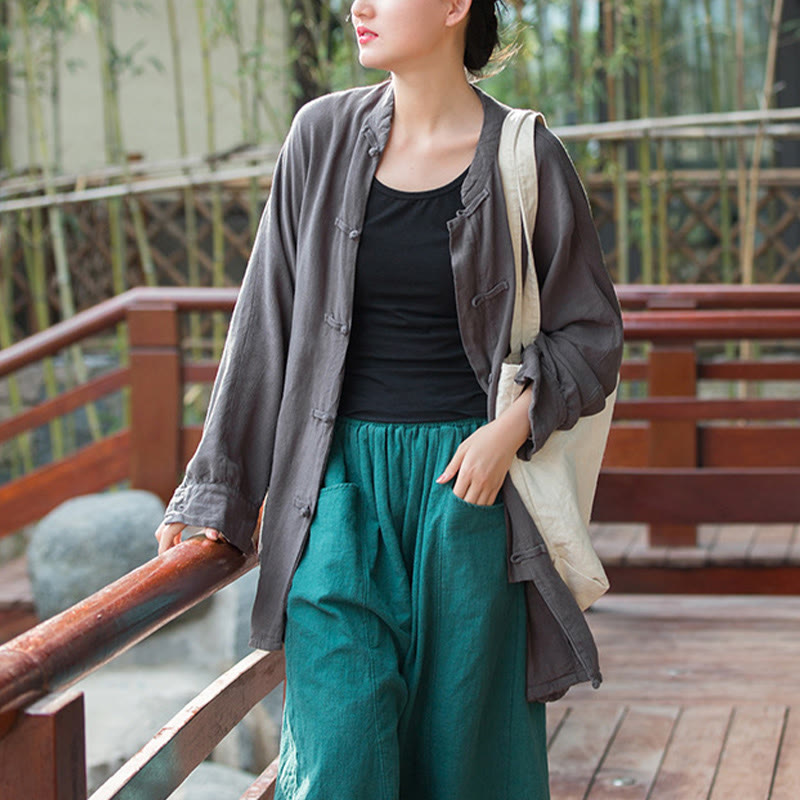 Giacca aperta sul davanti con tasche e bottoni a rana a maniche lunghe per meditazione zen Buddha Stones - image 19