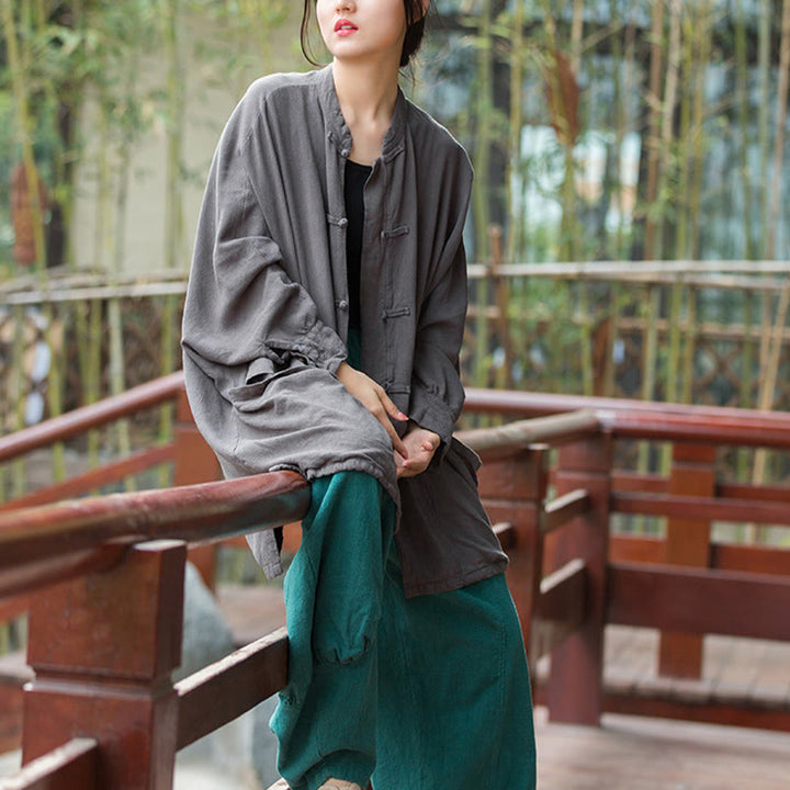 Giacca aperta sul davanti con tasche e bottoni a rana a maniche lunghe per meditazione zen Buddha Stones - image 20