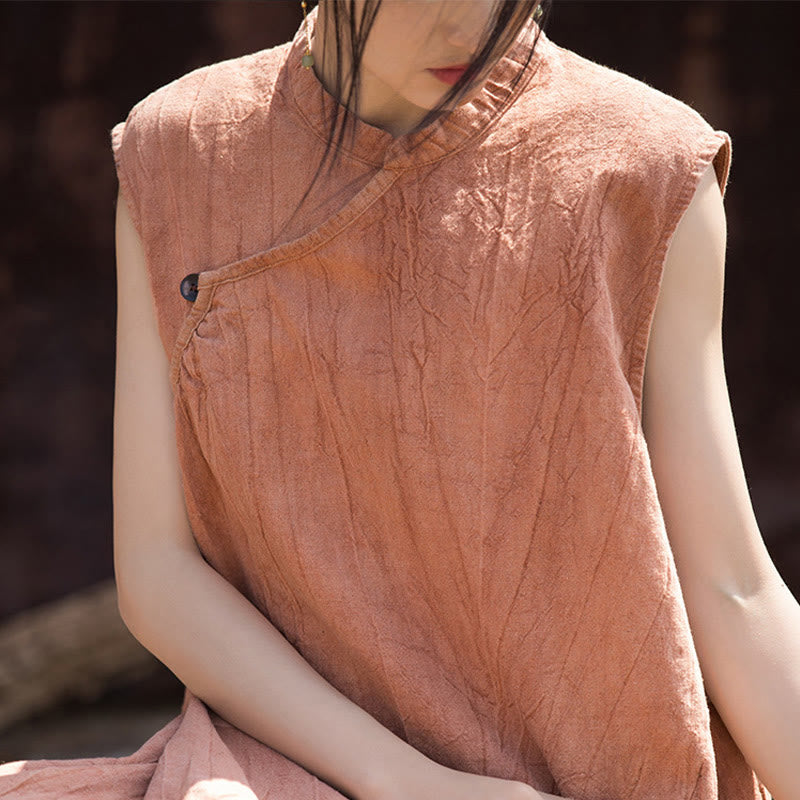 Abito midi tie-dye fatto a mano Buddha Stones , abito senza maniche in lino - image 6