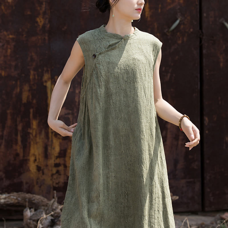 Abito midi tie-dye fatto a mano Buddha Stones , abito senza maniche in lino - image 11