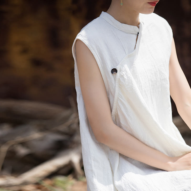 Abito midi tie-dye fatto a mano Buddha Stones , abito senza maniche in lino - image 18