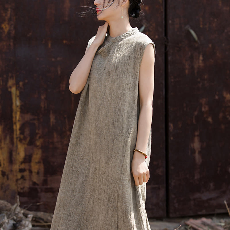 Abito midi tie-dye fatto a mano Buddha Stones , abito senza maniche in lino - image 20