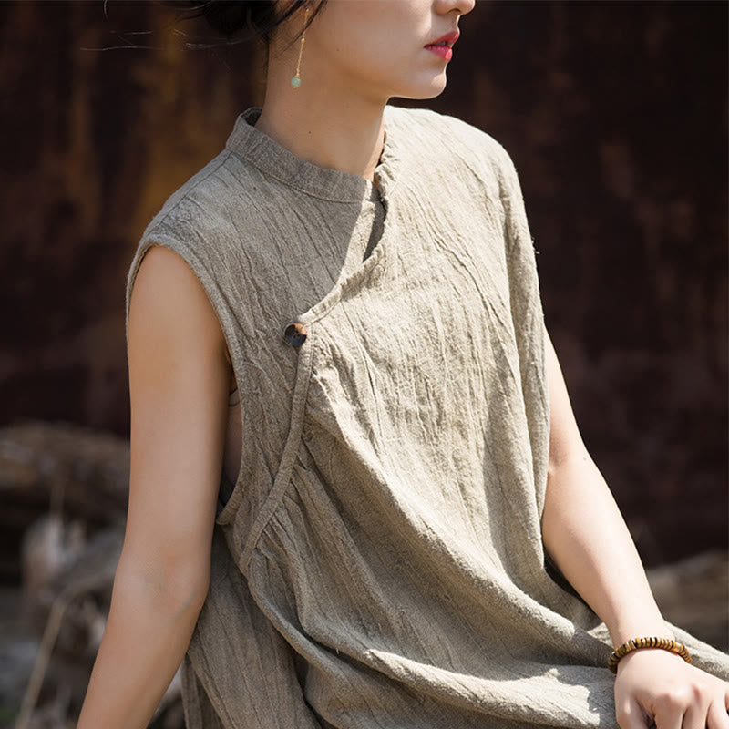 Abito midi tie-dye fatto a mano Buddha Stones , abito senza maniche in lino - image 22