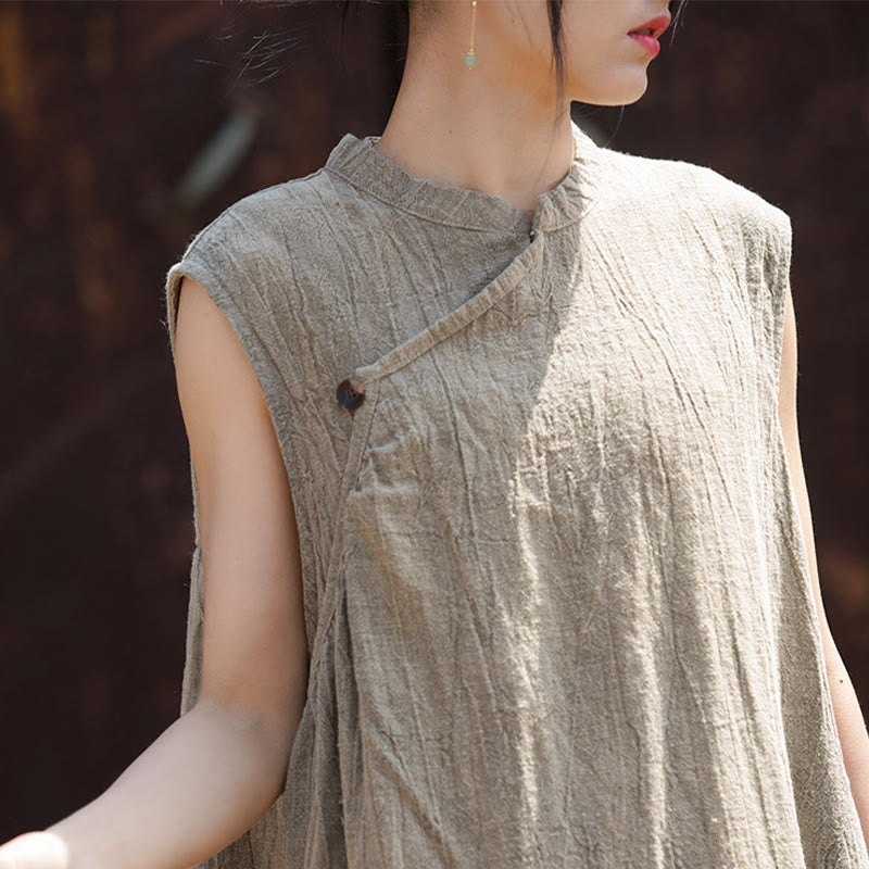 Abito midi tie-dye fatto a mano Buddha Stones , abito senza maniche in lino - image 23