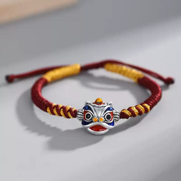 Braccialetto intrecciato con corda portafortuna con leone danzante fatto a mano Buddha Stones