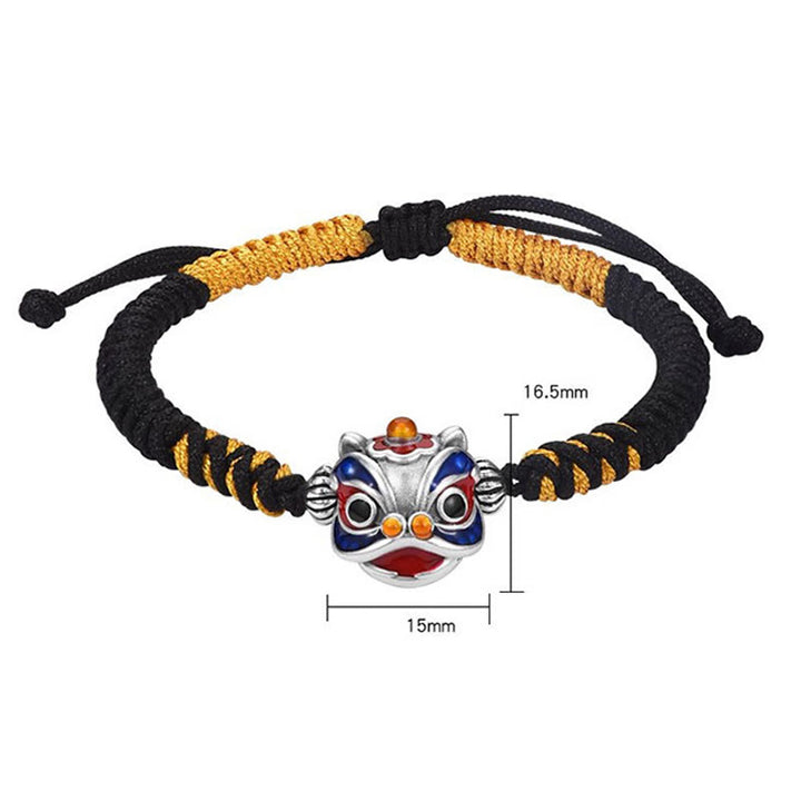 Braccialetto intrecciato con corda portafortuna con leone danzante fatto a mano Buddha Stones