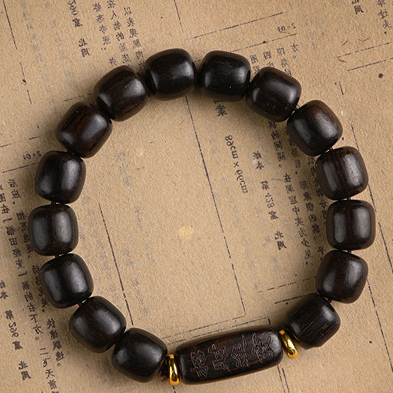 Buddha Stones Tibetano Ebano Legno Perline di Botte Fortunato E Tesoro Braccialetto di Equilibrio