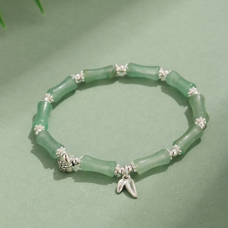 Braccialetto portafortuna Buddha Stones Peridoto Giada bianca Quarzo fragola Avventurina verde Bambù Fu Character
