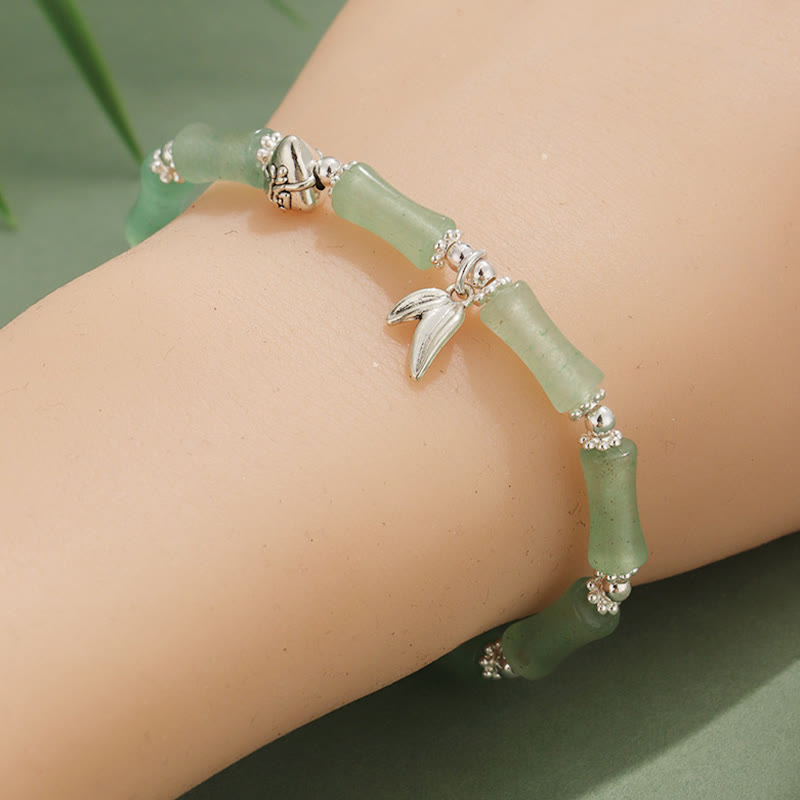 Braccialetto portafortuna Buddha Stones Peridoto Giada bianca Quarzo fragola Avventurina verde Bambù Fu Character