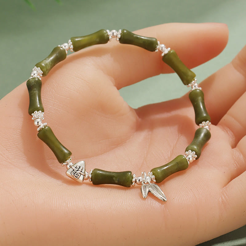 Braccialetto portafortuna Buddha Stones Peridoto Giada bianca Quarzo fragola Avventurina verde Bambù Fu Character