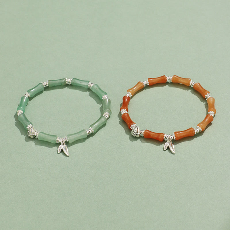 Braccialetto portafortuna Buddha Stones Peridoto Giada bianca Quarzo fragola Avventurina verde Bambù Fu Character