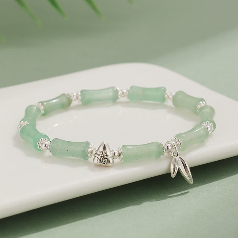 Braccialetto portafortuna Buddha Stones Peridoto Giada bianca Quarzo fragola Avventurina verde Bambù Fu Character