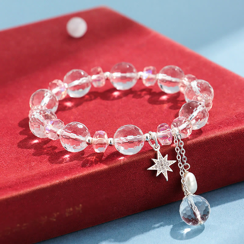 Braccialetto con ciondolo a forma di stella con protezione in cristallo rosa e pietre Buddha Stones - image 3