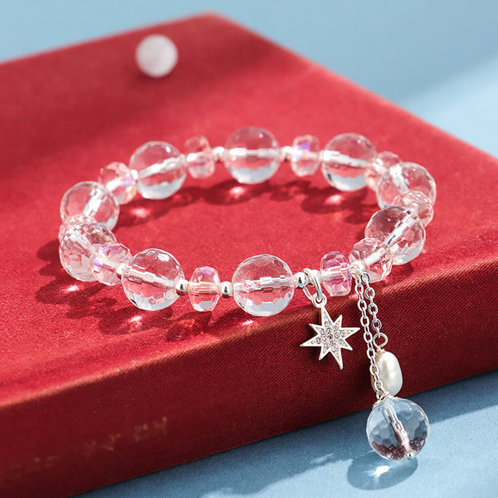 Braccialetto con ciondolo a forma di stella con protezione in cristallo rosa e pietre Buddha Stones - image 3