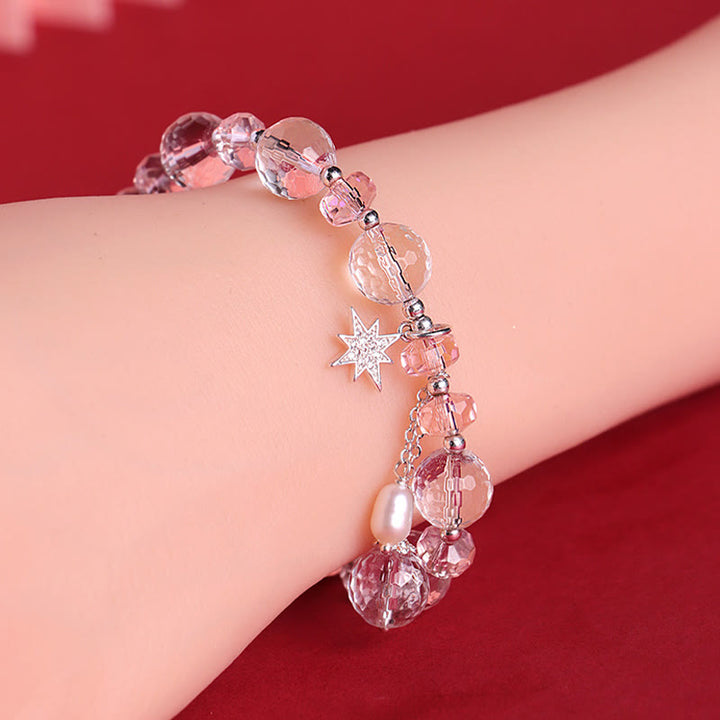 Braccialetto con ciondolo a forma di stella con protezione in cristallo rosa e pietre Buddha Stones - image 8