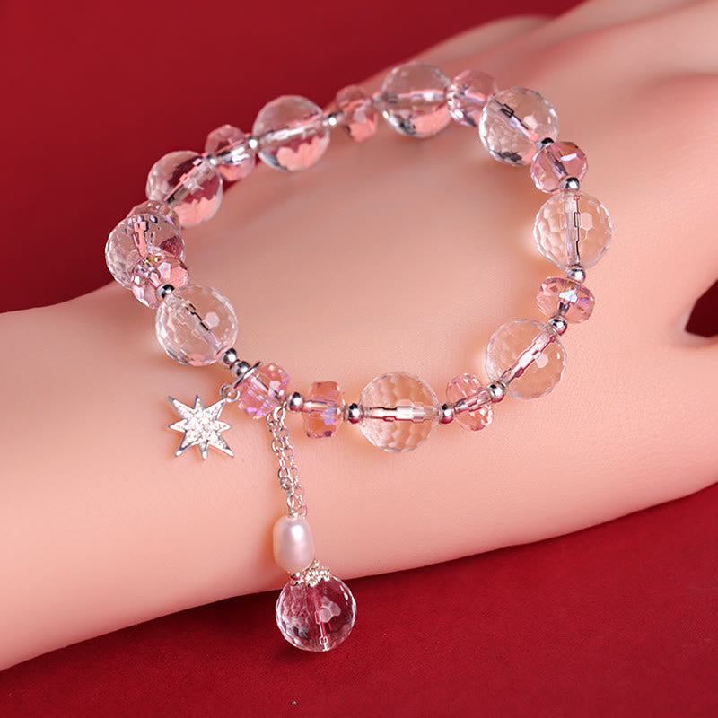 Braccialetto con ciondolo a forma di stella con protezione in cristallo rosa e pietre Buddha Stones - image 9