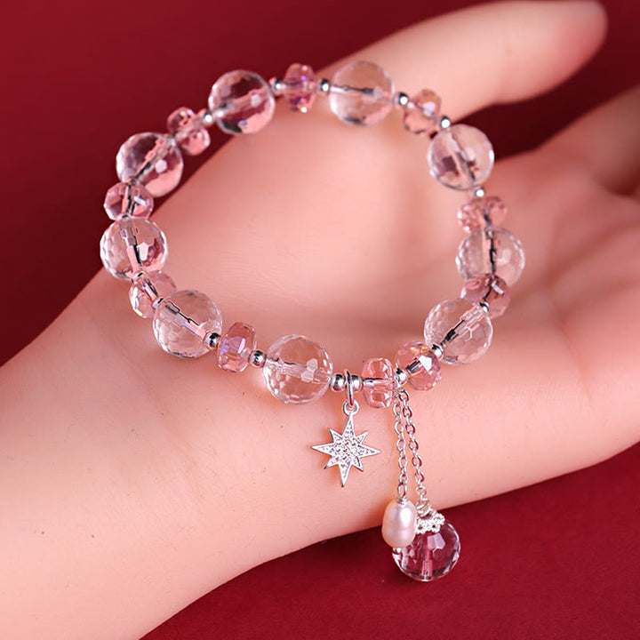 Braccialetto con ciondolo a forma di stella con protezione in cristallo rosa e pietre Buddha Stones - image 10