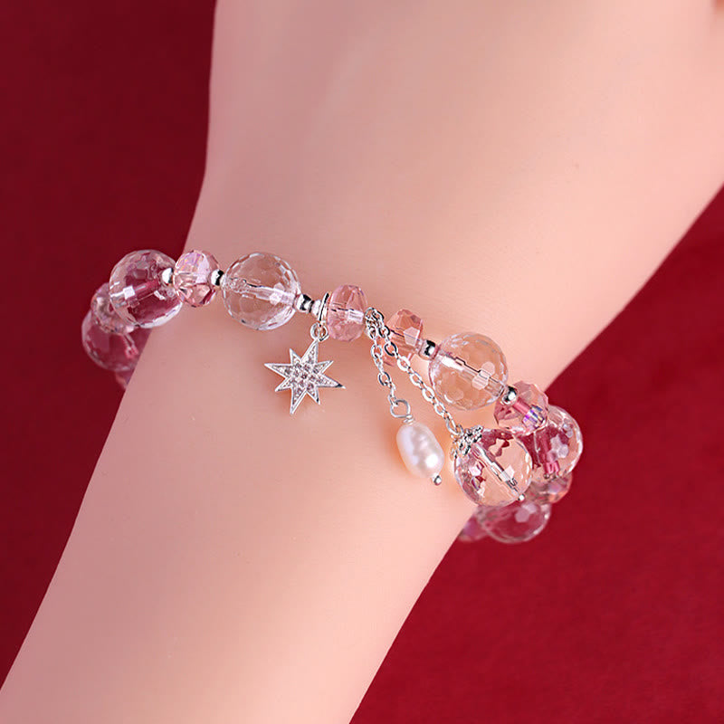 Braccialetto con ciondolo a forma di stella con protezione in cristallo rosa e pietre Buddha Stones - image 11