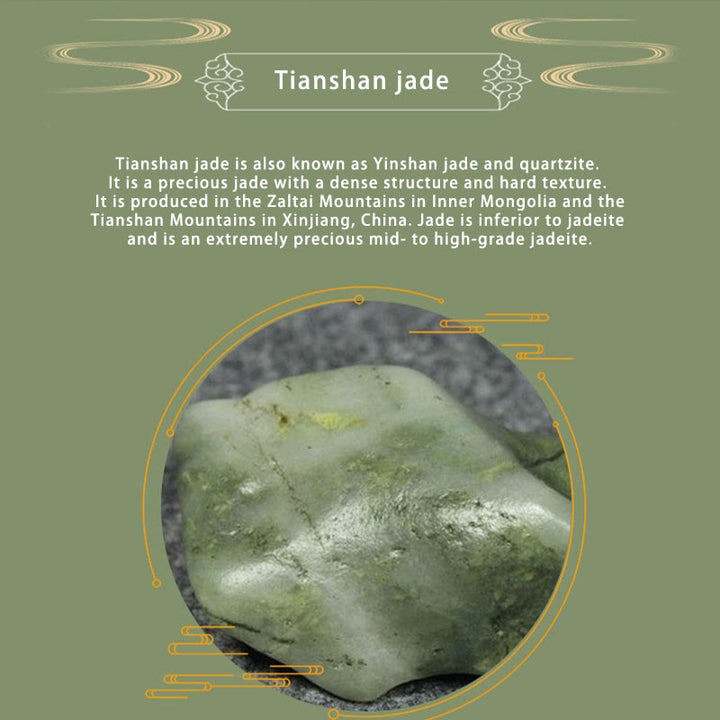 Braccialetto portafortuna con ciondolo in bambù e giada naturale Tianshan in argento sterling 925 Buddha Stones