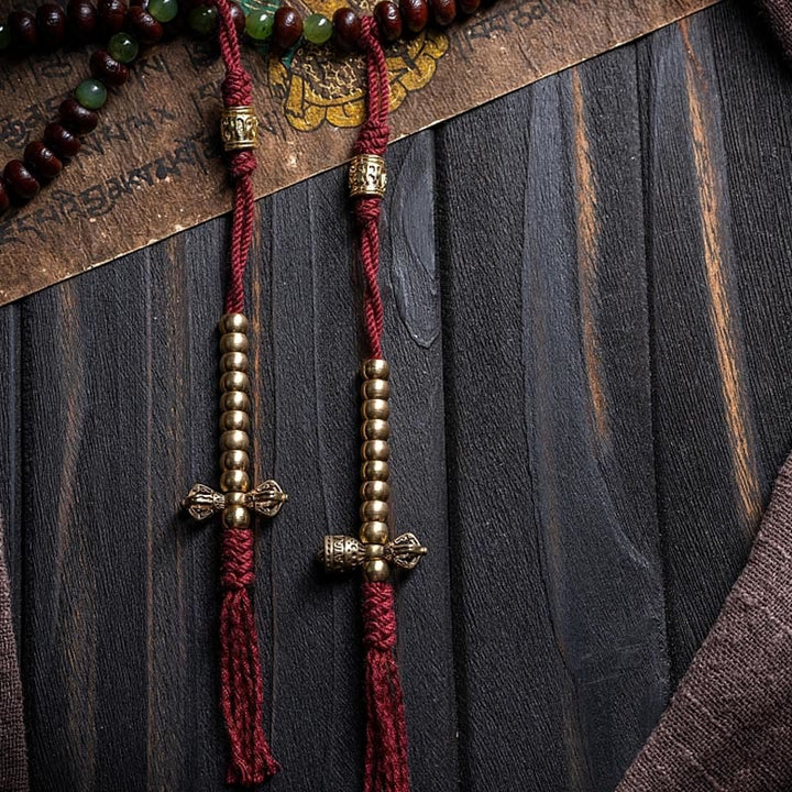 Buddha Stones Tibet naturale 108 Mala perline viola Bodhi Seed Hetian ciano giada rame Dorje braccialetto della pace