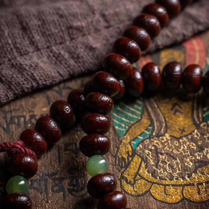 Buddha Stones Tibet naturale 108 Mala perline viola Bodhi Seed Hetian ciano giada rame Dorje braccialetto della pace