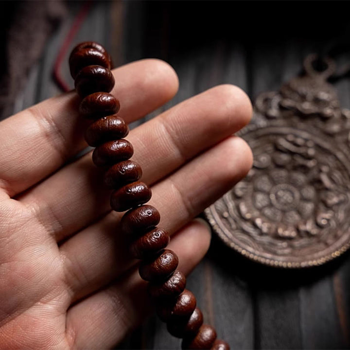 Buddha Stones Tibet naturale 108 Mala perline viola Bodhi Seed Hetian ciano giada rame Dorje braccialetto della pace
